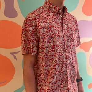 J Crew Mercantile Flex Flower Pattern Button Down